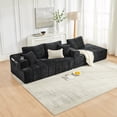 thumbnail image 3 of Leumius 108" L-Shaped Sectional Sofa,Chenille Boneless Couch, Modern 3-Seat Upholstered Cloud Couch Sectional with Deep Seat and Cup Holders for Living Room,No Assembly Required,Black, 3 of 14