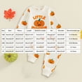 thumbnail image 3 of TOWED22 Toddler Baby Boy Girl Halloween Outfit Pumpkin Ghost Embroidery Stripe Long Sleeve Waffle Sweatshirt and Pants Set,Beige,2-3 Y, 3 of 4