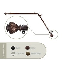 13/16" Dia Adjustable Corner Window Single Curtain Rod 66 to 120" (each side) in Cocoal with Ingo Finials,(4889-667-CR)