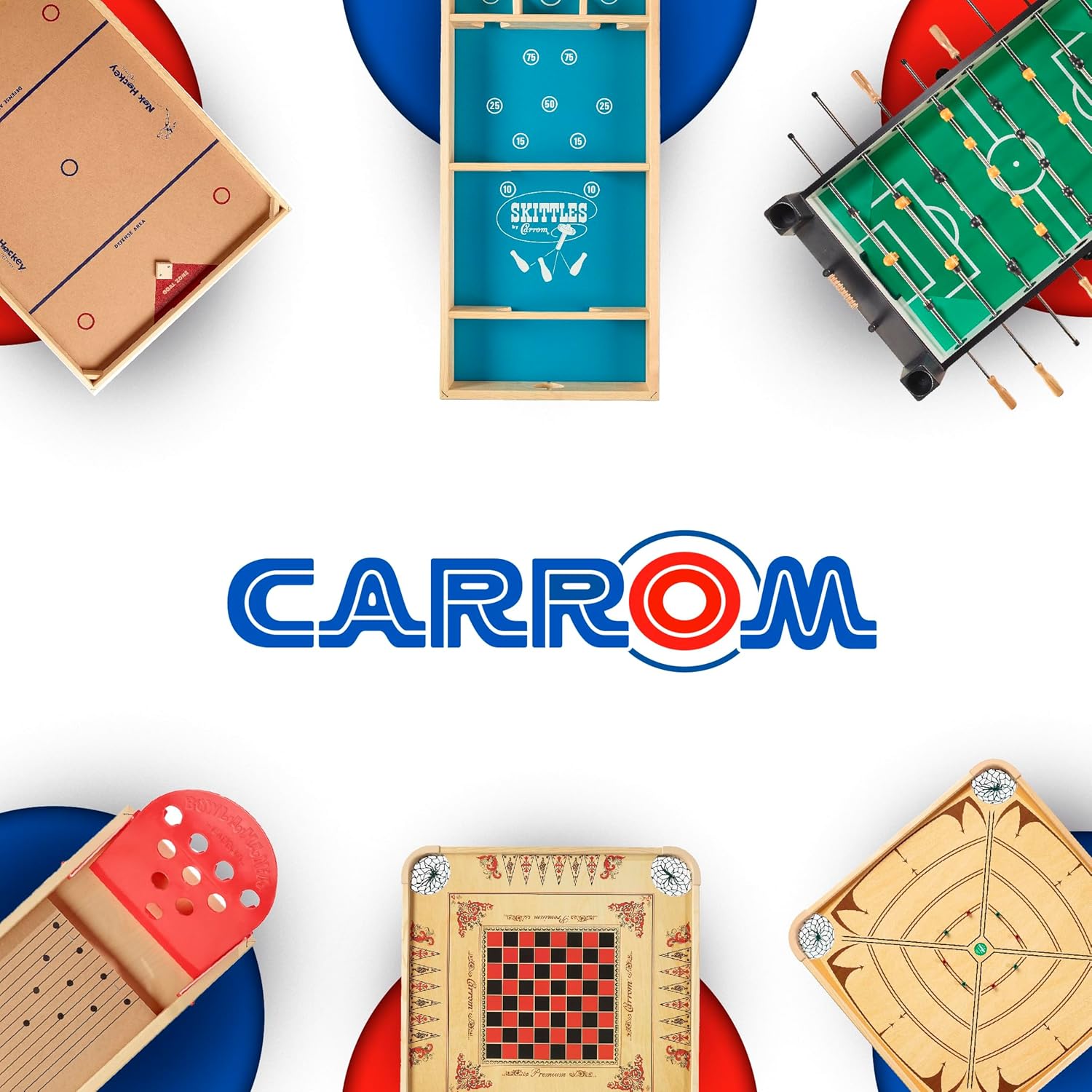 英語ゲームセット Carrom Skittles Game Equipment Set - Includes 12 Wood Pins, 2 Mini