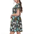 thumbnail image 2 of Balery Moose Squirrel owls tree Vestidos sueltos de manga corta para mujer, vestidos de verano 2025, vestidos casuales de corte A con vuelo., 2 of 6