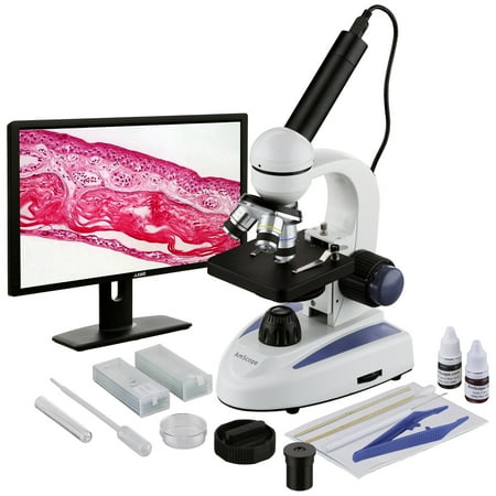 amscope 40x-1000x biology science metal glass student microscope with usb digital camera and slide preparation kit price history on PriceWatchPro