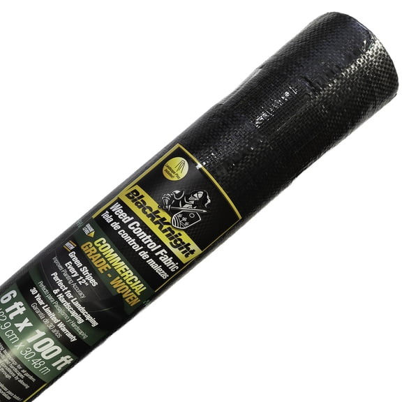 BlackKnight Woven Weed Barrier Fabric 6x100 ft w/40 Landscaping Pins
