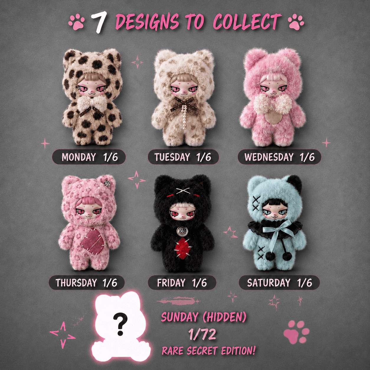 f*c様 PIKU the week Sunday シークレット PIKU The Week Series Blind Box Plush Keychain Mystery Box – Anime