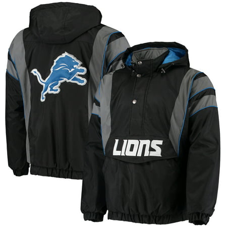 Detroit Lions Starter Thursday Night Gridiron Reflective Stripe Half-Zip Hooded Jacket - Black