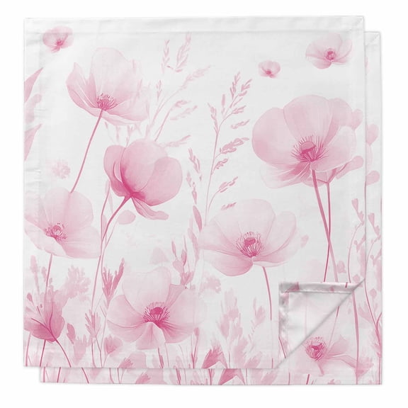 Cloth Napkins Set of 2 - 20x20 Inches, Pink Spring Floral Washable Reusable Table Napkins, Summer Botanical Watercolor Vintage Soft & Absortbent Dining Napkin for Party Wedding Hotel Restaurant