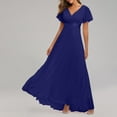 thumbnail image 2 of Robes d'Invitée de Mariage pour Femmes Portefeuille à Col en V en Mousseline Maxi Cocktail Soirée Bal Robe Élégante Longue Robe de Demoiselle d'Honneur, 2 of 7