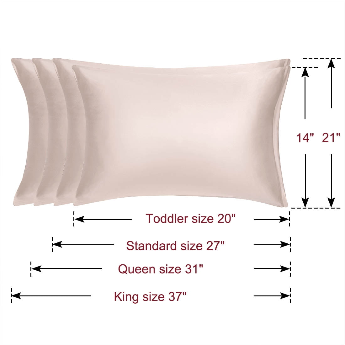 Unique Bargains 2 Pack Silky Satin Pillow Cover Cases Light Tan 21" x 37"