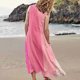 thumbnail image 5 of ICHUANYI Clearance Womens Summer Casual Round Neck Beach Pockets Sleeveless Printed Dress(Pink, S) ICHUANYI WER2023080904607, 5 of 7