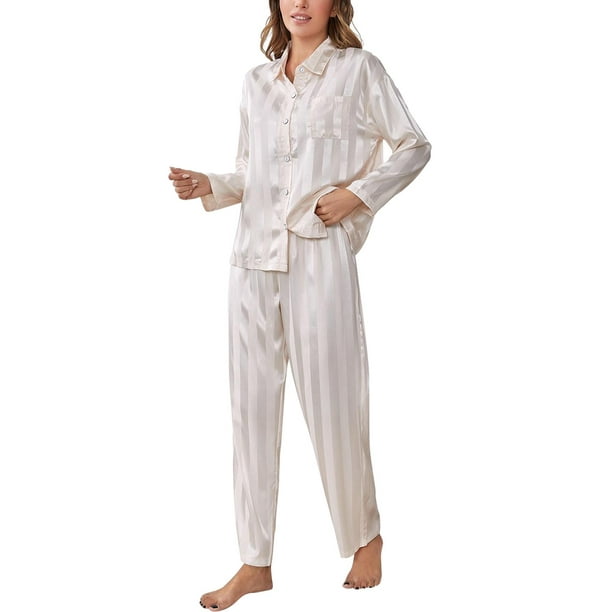 Aligament Pajama Sets For Women Female Comfortable Popular Stripe Pijamas  Woman Custom Silk Pajamas Size XL 