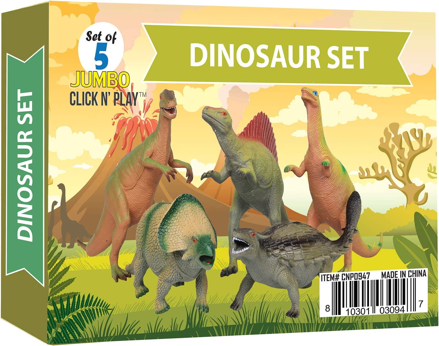 Click N' Play Realistically Designed Jumbo 11" Inch Dinosaur Toy 5 Piece  Playset. - Walmart.com