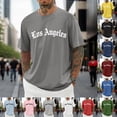 thumbnail image 5 of Aihuaihua Mens Workout Shirts Round Neck Short Sleeve Classic Los Angeles Print Men's Tee Basic Work Clothes for Men White XXXXXL, 5 of 5