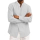 thumbnail image 5 of Ceisia Men's Relaxed Fit Linen Blend Stand Collar Shirt, Solid Color Long Sleeve Casual Button-Up Top Gifts, 5 of 6