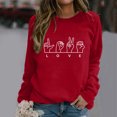 thumbnail image 2 of Wovix Valentines Shirts Women Love Sign Tops Hand Language Graphic Tee Long Sleeve Crewneck Pullover Slouchy Tops Daily, 2 of 4