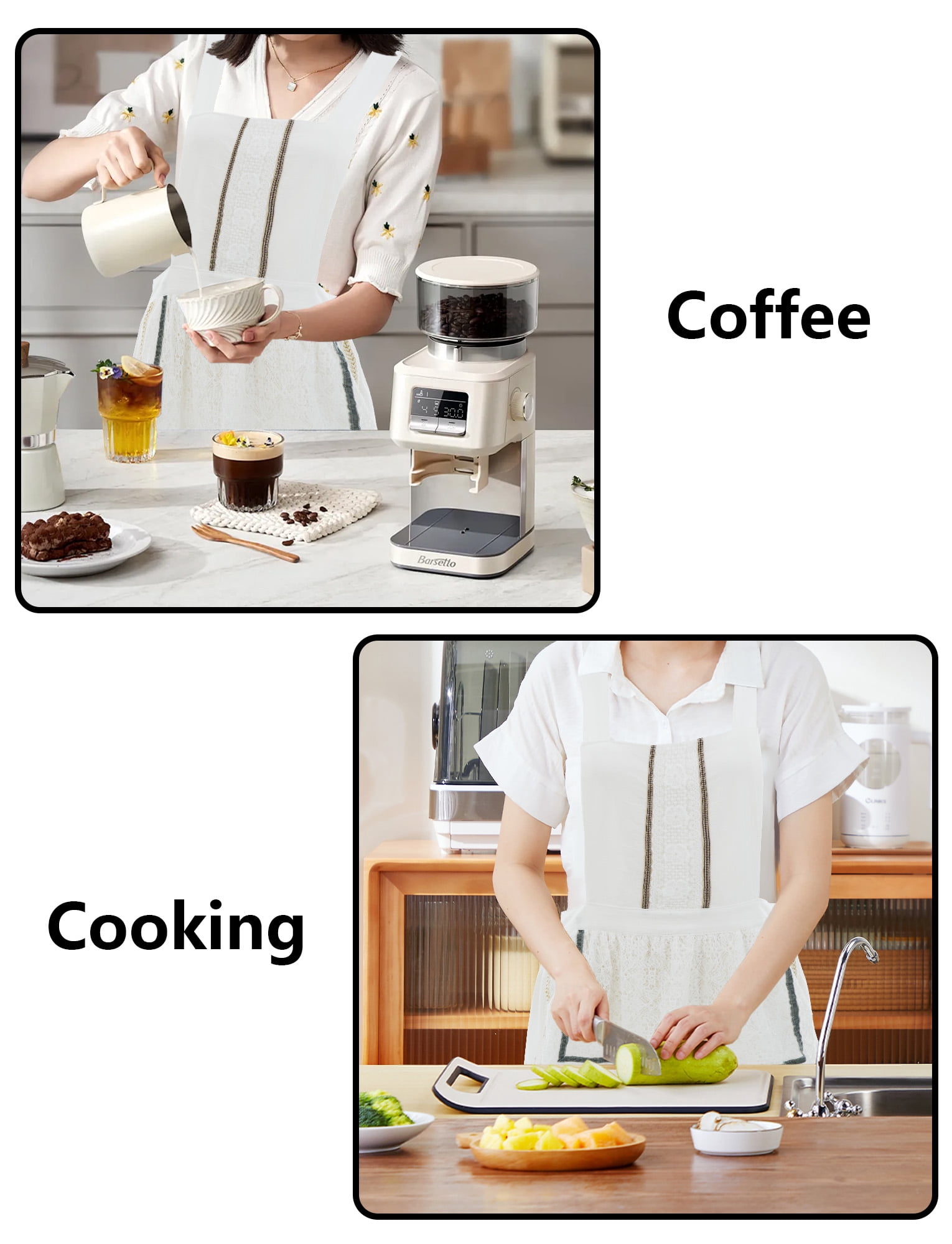 FEOYA Kitchen Apron for Women Cotton Apron Pinafore Cooking Aprons Cute Lace aprons Dress Loose Smock for Painting Gardening Chef Baking Art White