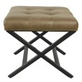 thumbnail image 3 of HomePop Banc Moderne en Bois et Similicuir avec Coussin Supérieur Marron, 3 of 8