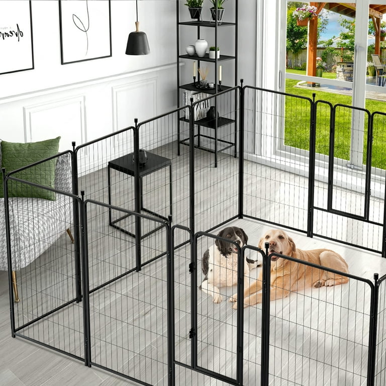 Dog Fence Black Kennel Panels Dog Kennel Outdoor Getlay Garden