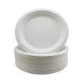 thumbnail image 1 of 50pcs Rigid Paper Plates - Extra Strength White Disposable Bagasse Sugarcane Plates - Eco-friendly, Biodegradable, 1 of 3