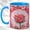 Blue, variant on Pink Rose Blossom Accent Mug, 11oz Ceramic Coffee Cup for Rose Lovers