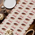 thumbnail image 6 of Fall Table Runner Thanksgiving Rugby Table Runners Pink Bow Tie Football Cotton Linen Dresser Scarf Kitchen Dining Table Decor for Fall Holiday Party Decor 13x90 Inch, 6 of 9