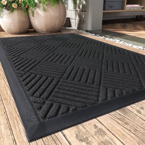 Sixhome Non-Slip Outdoor Doormat, 17x30 Inches, Black