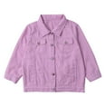 thumbnail image 4 of Cropped Jacket, Yigetop Women's Spring and Summer Top Denim Three Quarter Sleeve Coat Jean Jacket Women Purple M, 4 of 9