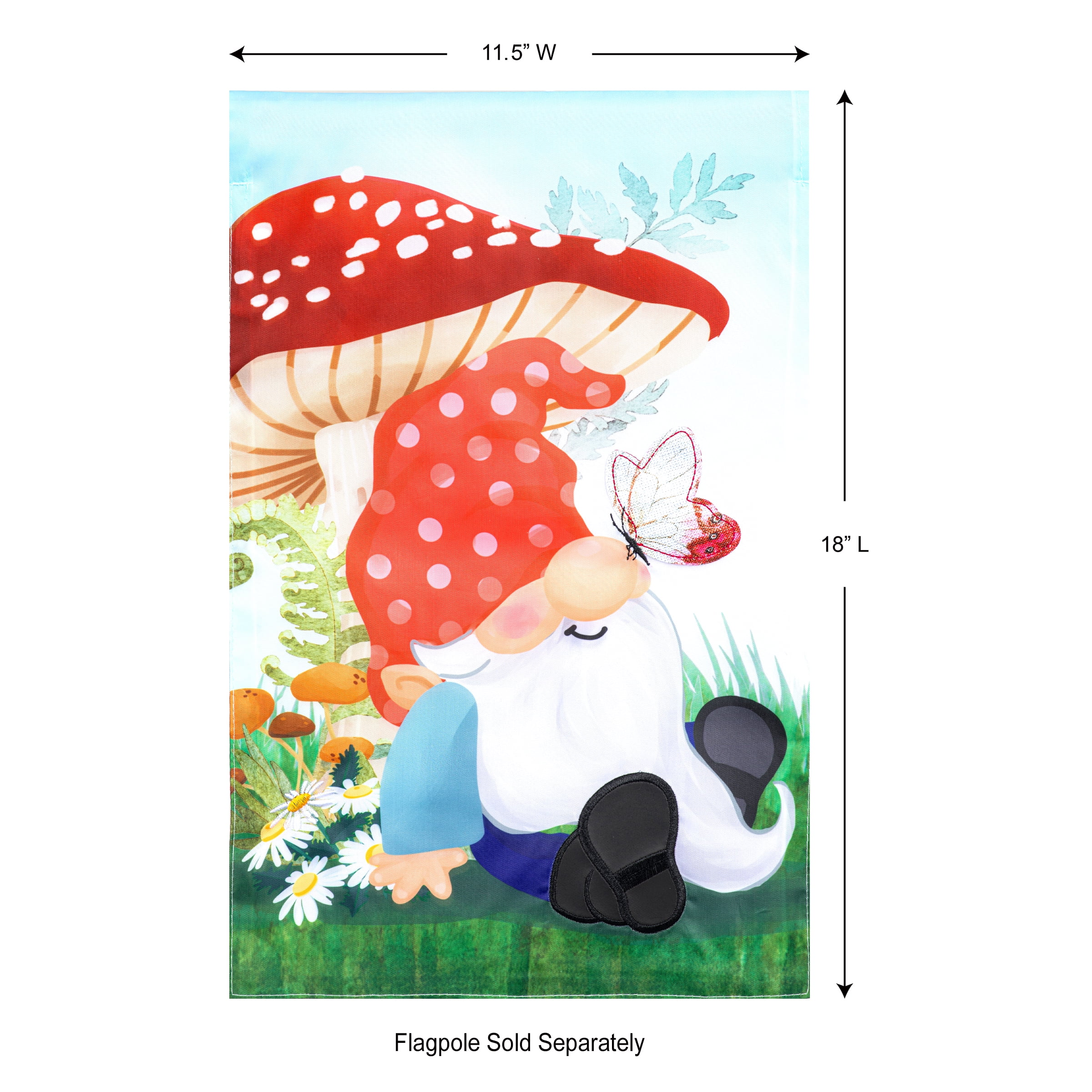 Meadow Creek 11.5" x 18" Spring Mushroom Gnome Outdoor Yard Flag