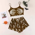 thumbnail image 2 of MuXiKeJi Clothes Halloween Pajamas For Women Sexy Y2k Cute Print Fall Pajama Ruffle Sleeveless Cami Crop Top and Elastic High Waist Shorts 2 Piece Set Funny Skeleton Spooky Lounge Holiday Pjs, 2 of 6