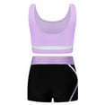 thumbnail image 2 of Kaerm Kids Girls 2 Piece Active Dancewear Outfit Crop Top and Shorts Set for Gymnastics Dancing Light Purple 16, 2 of 7