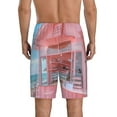 thumbnail image 5 of Cauagu Pastel Pink Beach Cafe Print Pajama Bottoms for Men Sleep Pajama Shorts Elastic Waistband Sleep Pajama Short Men's PJ Shorts -Large, 5 of 6