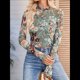 thumbnail image 5 of Top de Larga con Encaje Floral y Cuello Alto para Mujer Verde Oscuro XXL, 5 of 9