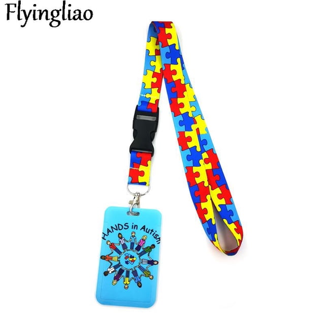 Autism pattern Key lanyard Car KeyChain ID Card Pass Gym Mobile Phone Badge Kids Key Ring Holder Jewelry Decorations Card Holder 3