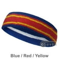 thumbnail image 7 of Couver Unisex Terry Striped Basketball Headband Sweatband, Blue/Red, 3 Pieces, 7 of 7