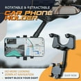 thumbnail image 2 of 360-Degree Rotatable and Retractable ABS Rear View Mirror Phone Mount for Safer Driving, 2 of 8