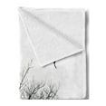 thumbnail image 2 of Black and White Soft Flannel Fleece Blanket, Silhouette of a Tree and Flying Birds Simple Minimalistic Design Artwork, Cozy Plush for Indoor and Outdoor Use, 50" x 70", Black White, by Ambesonne, 2 of 5
