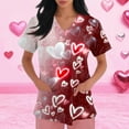 thumbnail image 3 of Womens Valentine Day Scrub Tops Love Heart Print V Neck Cute Medical Uniform Quick Dry Short Sleeve Nursing Scrubs with Pockets Wine L, 3 of 5