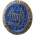 thumbnail image 4 of 37 Year AA Medallion Dusty Blue Color Gold Plated Chip XXXVII, 4 of 4