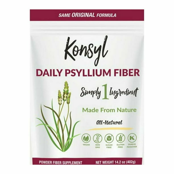 Konsyl Daily Payllium Fiber Supplement, Gluten & Sugar Free, 14.2 oz, 5 Pack