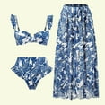 thumbnail image 2 of Ladies Retro Flower Print Bikini Sexy Womens One-piece Swimsuit Chiffon Overskirt Suit, 2 of 6