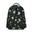 thumbnail image 3 of Alien UFO Black Pattern Backpack for School, Cute School Bag with Adjustable Shoulder Straps and Padded Back, 15.3"x11"x7.1", 3 of 5