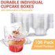 thumbnail image 2 of Cupcake Containers 100 Count, Plastic Mini Cake Boxes with High Dome Lids, Clear Single Cupcake Holders for Easy Transportation, Party Serving, Christmas, 2 of 5