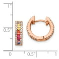 thumbnail image 3 of FB Jewels Sterling Silver Rose 14k Flash-plated Colorful CZ Small Hoop Earrings, 3 of 3