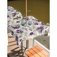thumbnail image 2 of Outdoor Tablecloth with Umbrella Hole for Patio/Picnic/Party/Camping, Spring Botanical Waterproof Table Cloth Square Cover Washable, Watercolor Purple Floral Leaf Vintage Beige (60"x 60"), 2 of 9