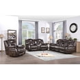 thumbnail image 3 of Oportuna Brown Faux Leather Dual Power Sofa with/Drop Down Table, 3 of 8