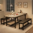 thumbnail image 4 of EDTara Wooden Extendable Dining Table Set With 2 Upholstered Benches, Compact 3-Piece Table Set for 4-6 People, 4 of 8