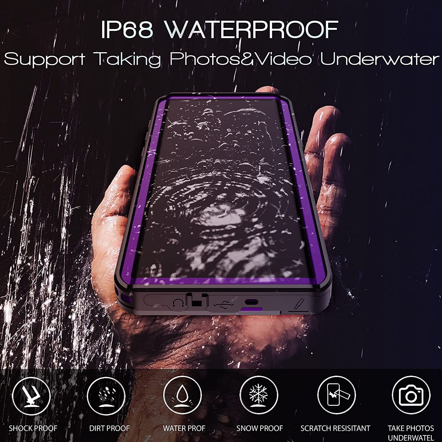 TemdanSamsung Galaxy Note9 Fully Sealed Water Shock Proof Wireless Charging Case 
