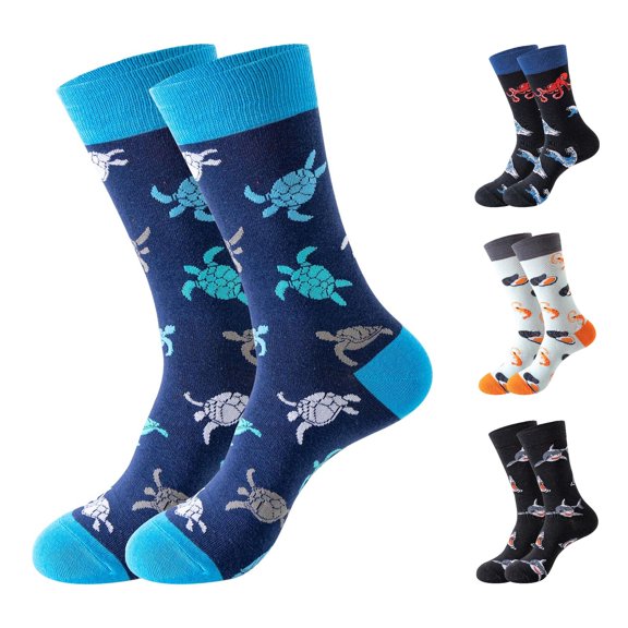 Huowey Womens Crew Socks Sea Animal Pattern Casual Socks Breathable Stretchy Cozy Daily Wear Socks