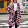thumbnail image 2 of Levmjia Womens Winter Coat Trendy Fleece Jacket Ladies Warm Long Coat Jacket Winter Leopard Print V-neck Thick Outerwear, 2 of 9
