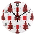 thumbnail image 4 of Red Christmas Trees Plaids Round Wall Clock Silent Analog Battery Operated Gold Pointer Home Decor 9.84" Diameter, 4 of 11