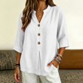 thumbnail image 2 of MVRLSH Womens Tops Shirts Blouse Casual Long Sleeve Spring Trendy Cotton Blend Summer Daily Outfit Shirt Loose Fit Linen Blouses White - XXL, 2 of 7